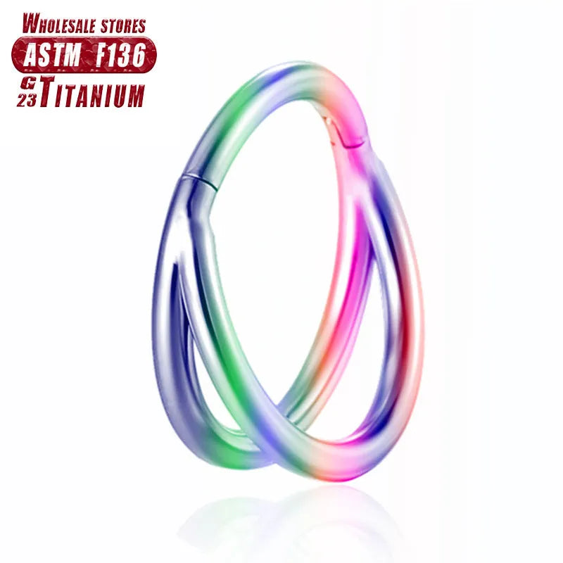 Titanium alloy nose ring body piercing jewellery with diamond treatment in multiple colour finishes