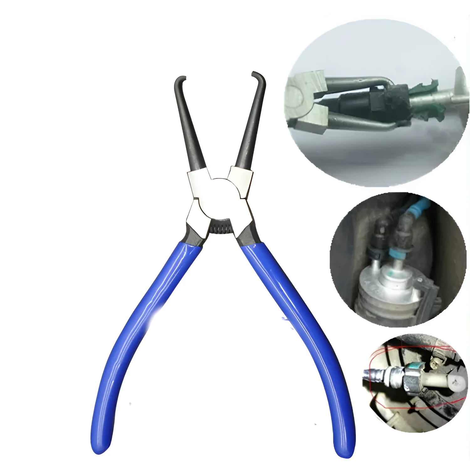 Iron and rubber caliper tubing pliers for automotive fuel line maintenance, shown in L and S sizes.