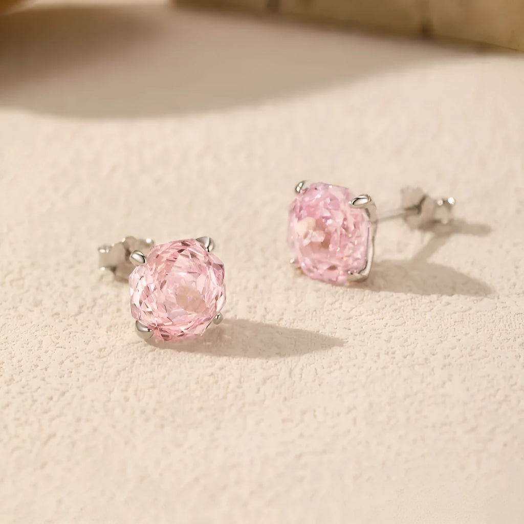 S925 sterling silver roses stud earrings in 6mm and 8mm sizes with flower shape design