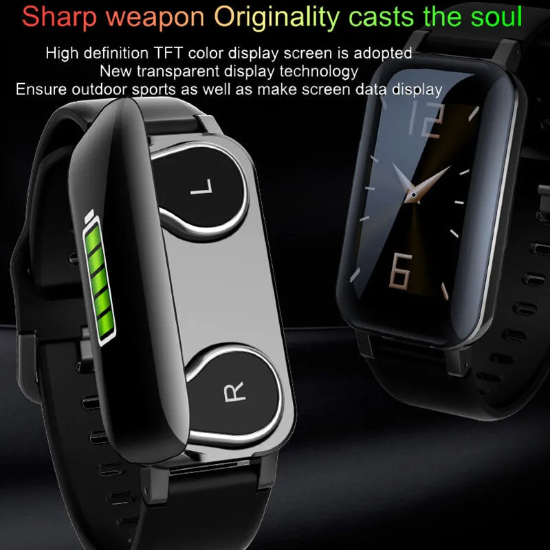 Call Bracelet smart fitness tracker on a wrist, showing Black, Blue, and Coffee colour options.