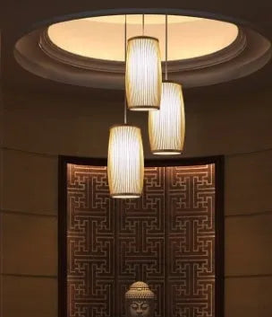 Southeast Asia style natural bamboo plait decorative pendant lamp with E27 holder.