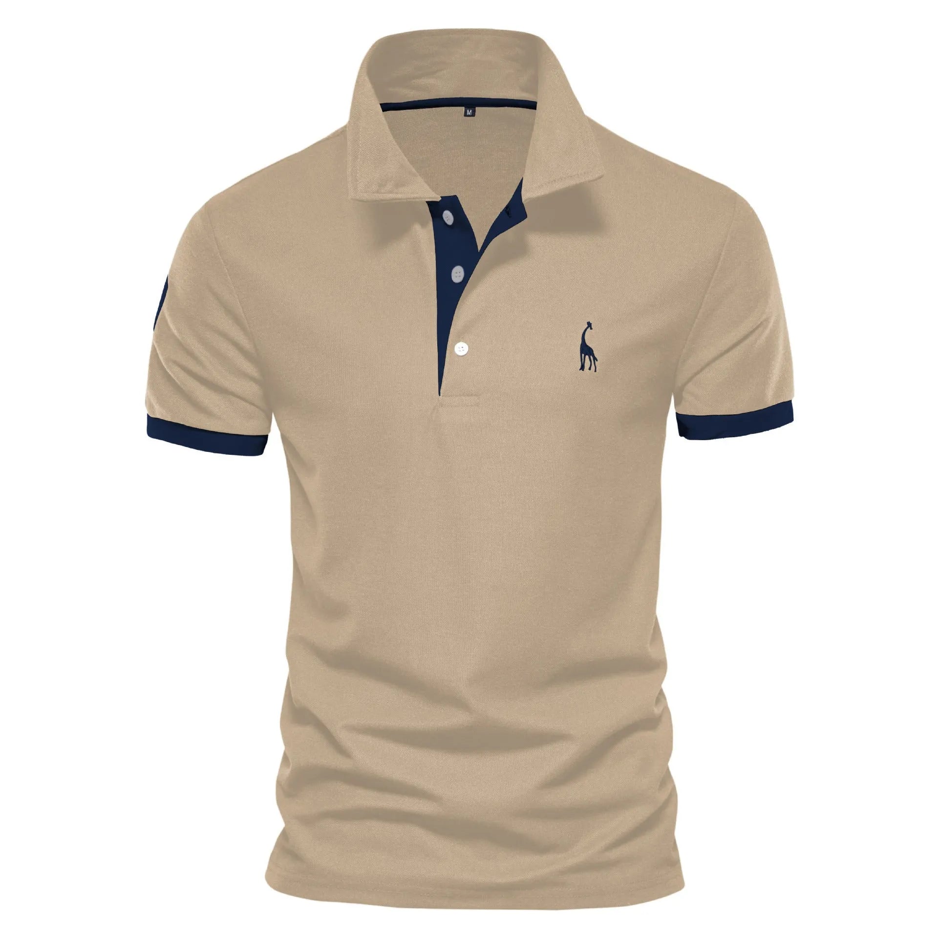 Men's short sleeve t-shirt with deer embroidery in various colours including white, red, and navy, displayed in sizes XS to 5XL.