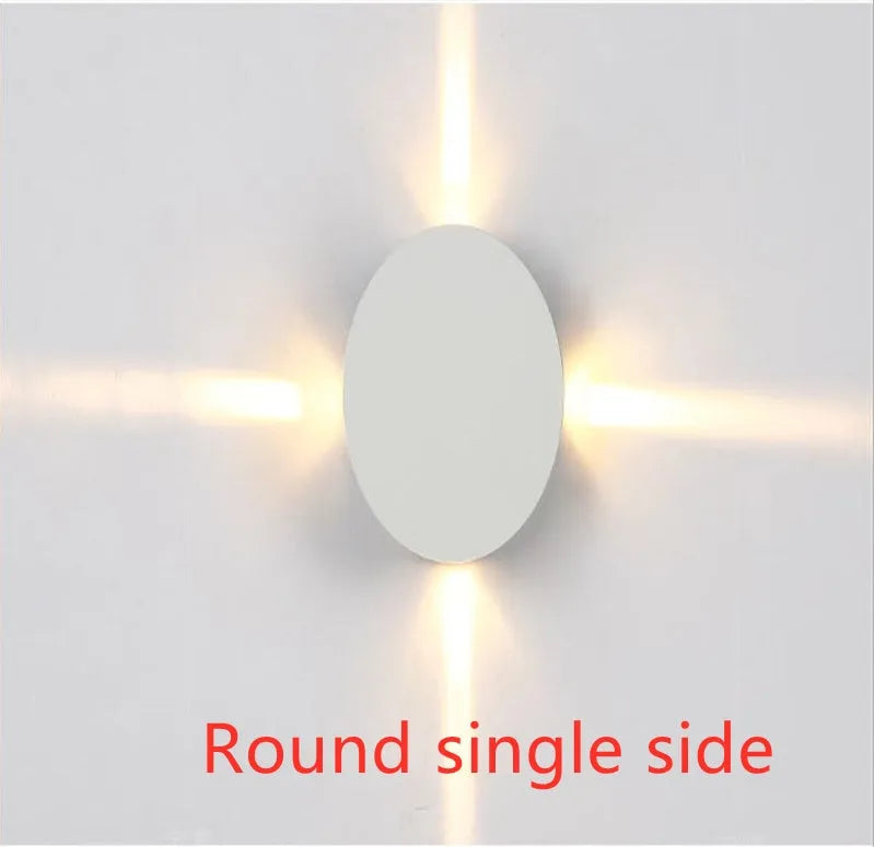 Modern square and round LED wall light with iron shade and aluminium frame