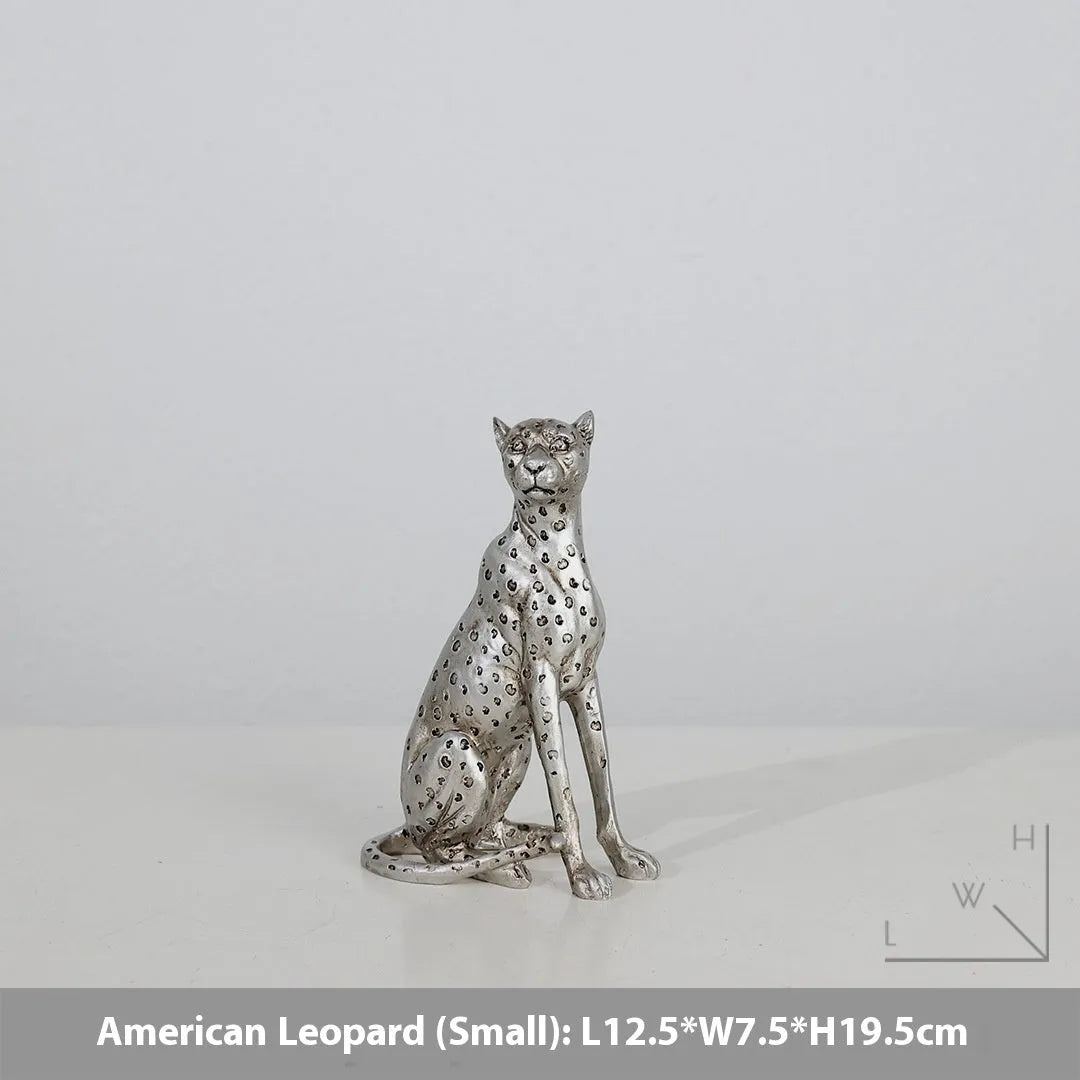 Modern leopard figurine resin ornament on a shelf