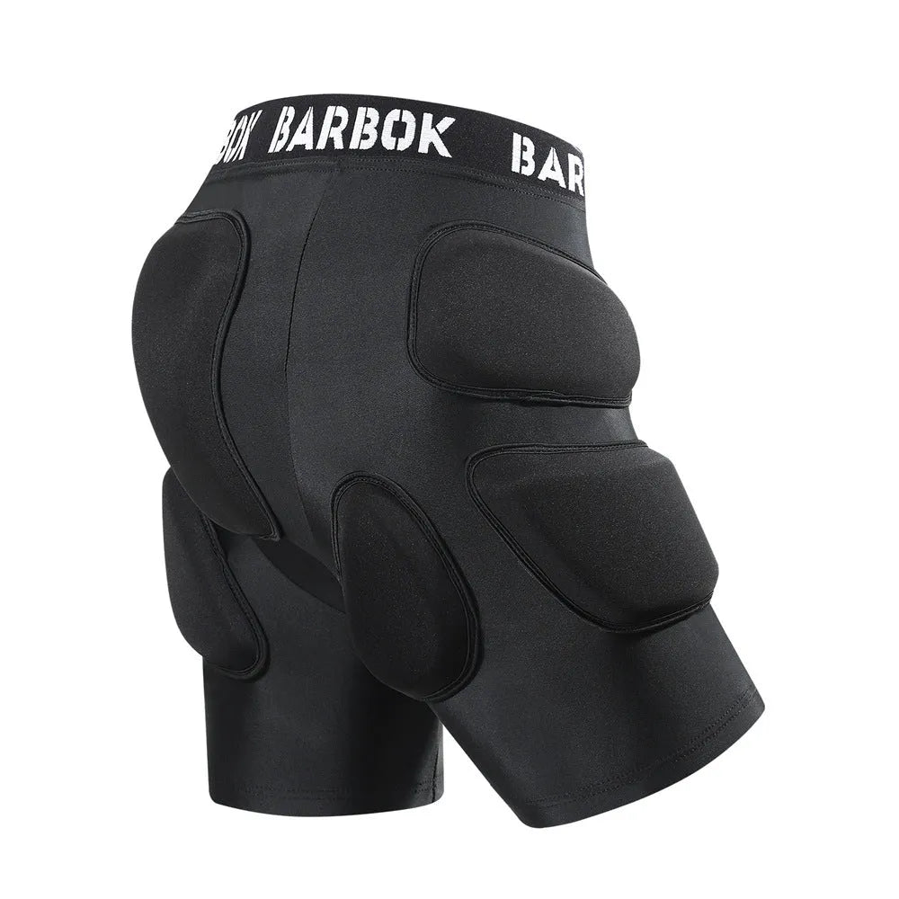 Black skateboarding hip pad pants with NBR protection padding for roller skating and ski equipment safety