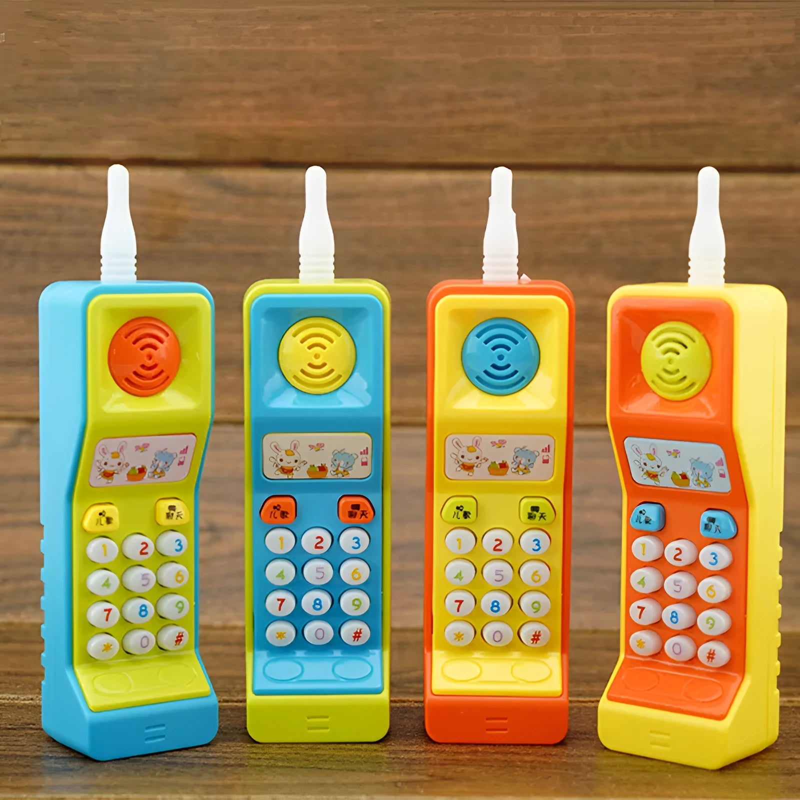 Children's sound and light educational toy with cartoon animal design showing colourful buttons and lights