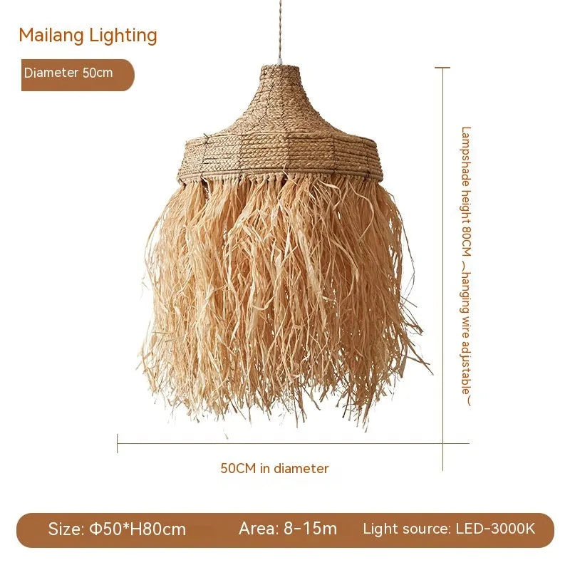 50cm diameter Southeast Asian style chandelier made from woven wild vetch and willow