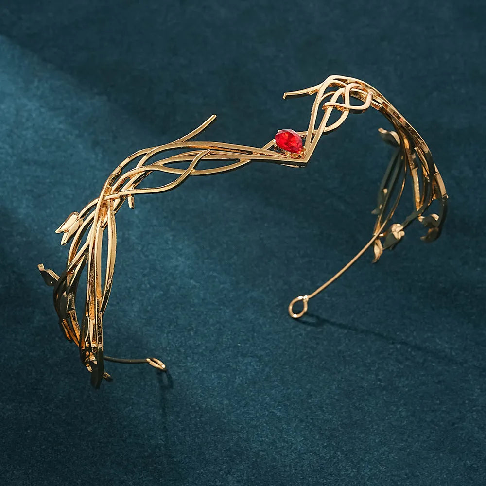 Goddess Warrior alloy headdress with crystal stones, 15cm, eight-character shape