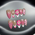French style lily fluid ice flower manicure artificial nails with three-dimensional floral design