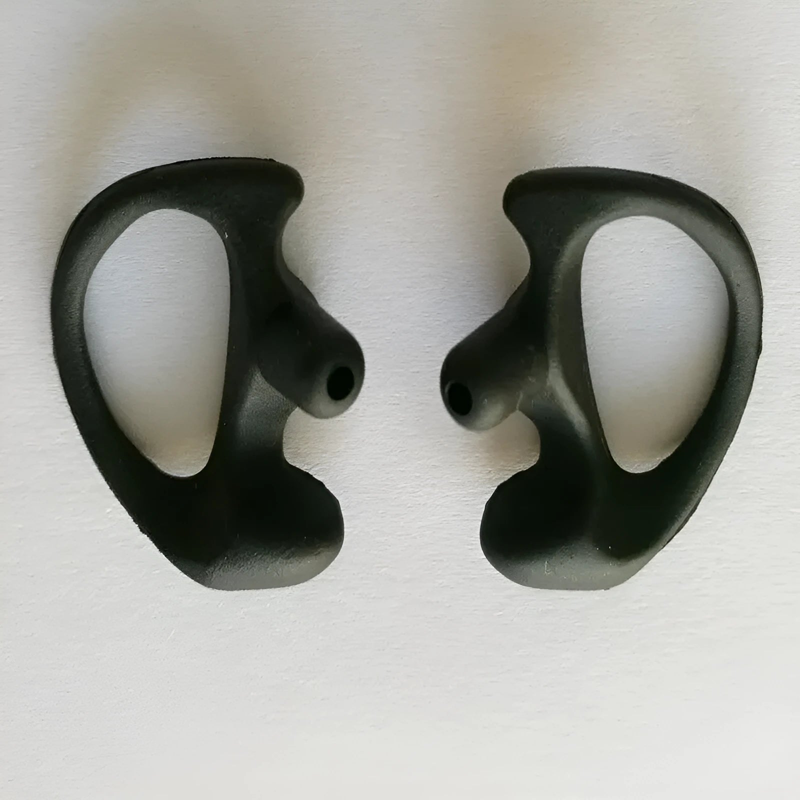 Silicone ear hanging earplugs for two-way radio earphones, black, left and right ear mounts
