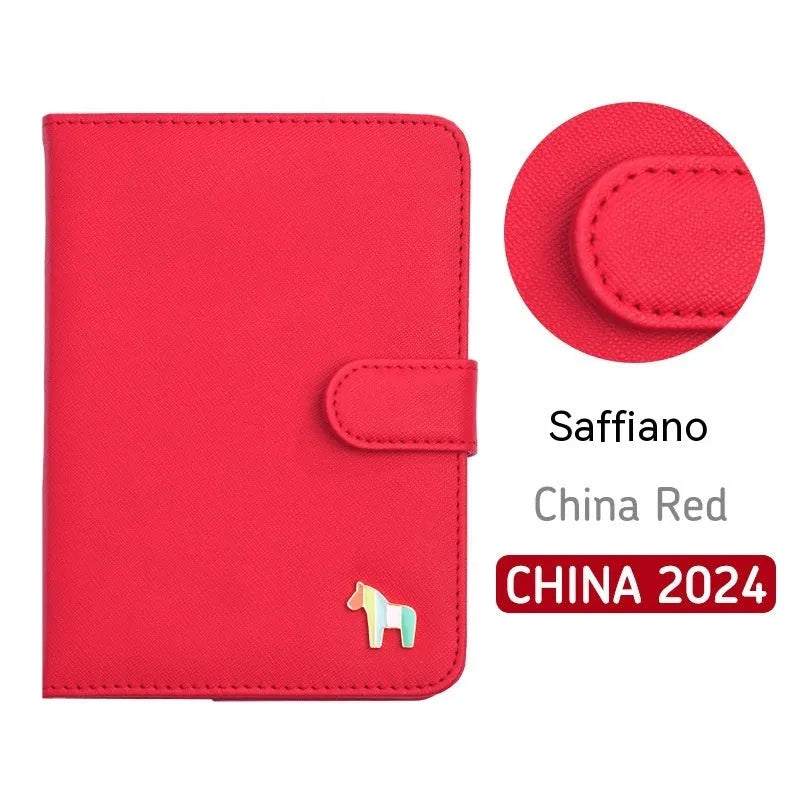 Leather schedule book 396 days dated diary open showing horseback binding and Daolin paper pages