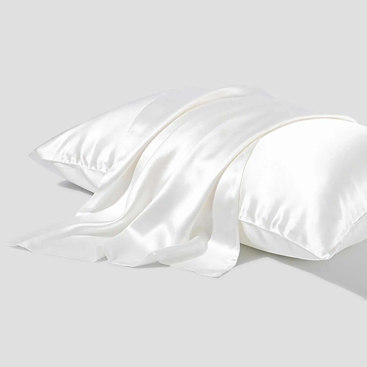 Silk pillowcase with envelope closure in solid colour showing mulberry silk fabric texture