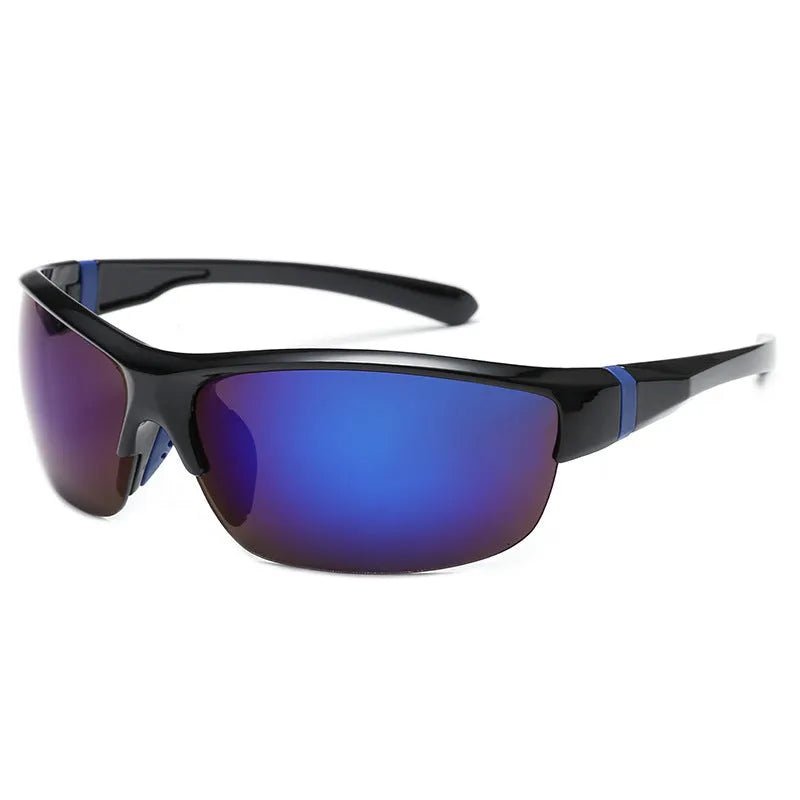 Men's athletic cycling sunglasses with semi-frameless frame in various colour options