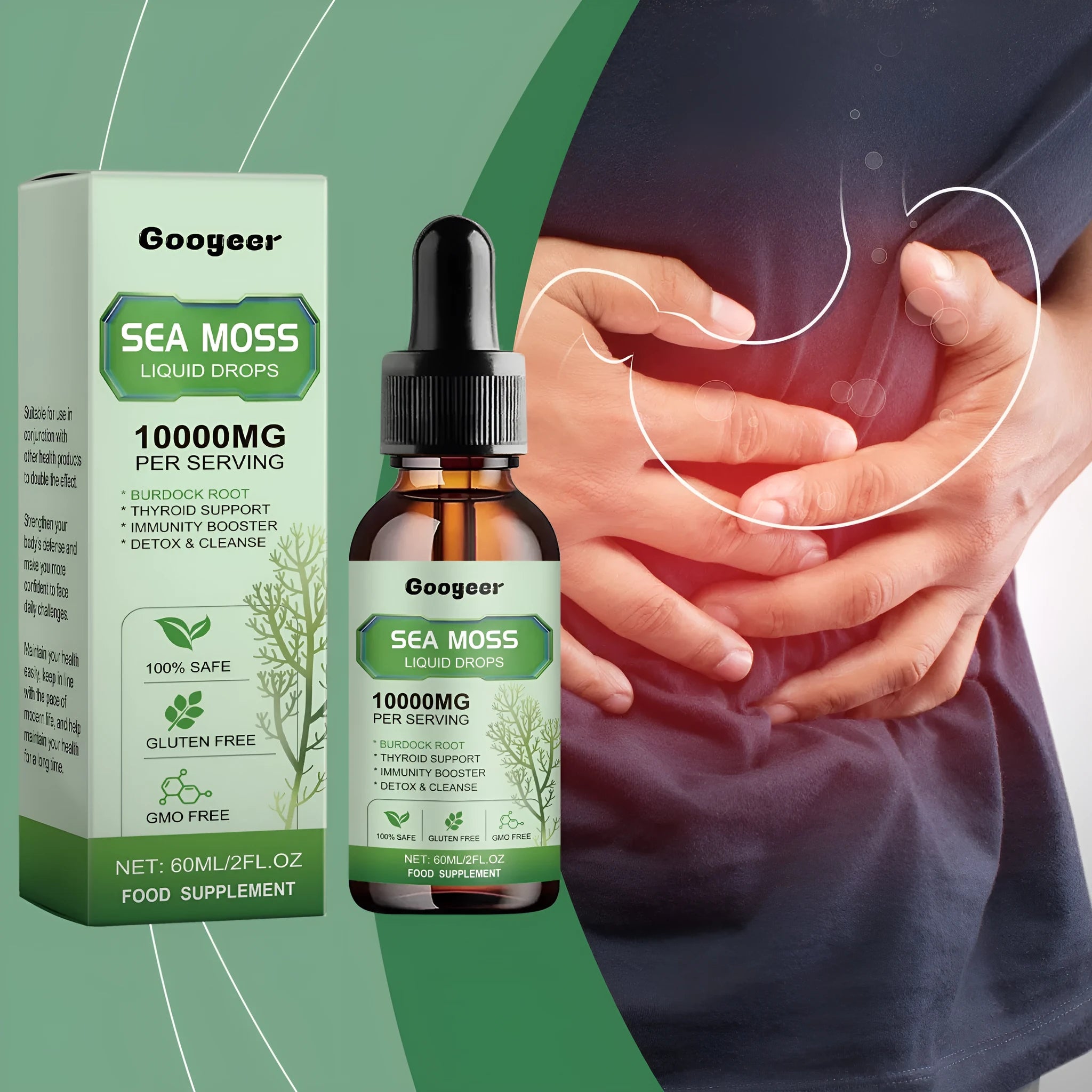 Sea Moss Liquid Drops 60ml body treatment bottle with traditional Chinese medicine extracts