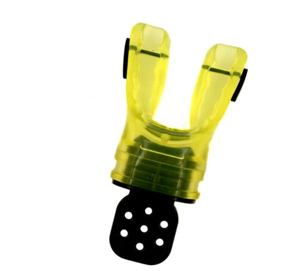 Plastic free diving mouthpiece made from edible silicone measuring 110mm long in various colour options