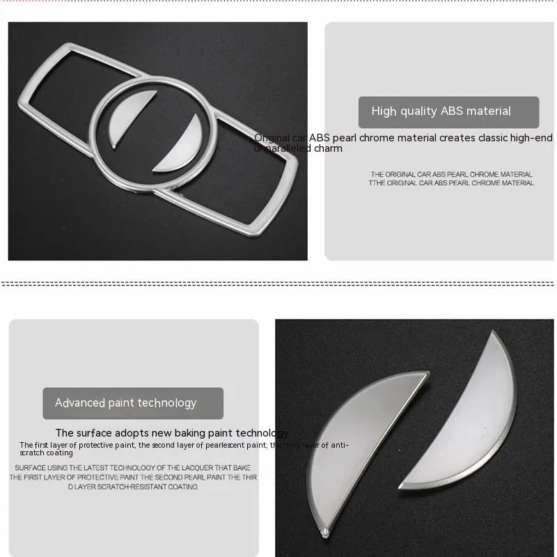 Silver ABS plastic decorative interior sticker for BMW 5 Series headlight switch frame.