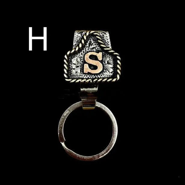 Handmade cow tag belt metal key holder keychain in multiple colour options