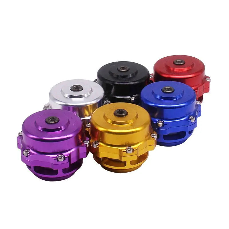 50mm aluminium alloy turbo blowdown valve showing six colour options