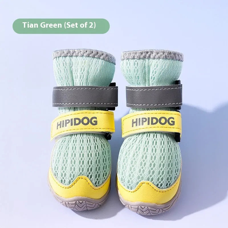 Cartoon-style summer dog shoes in Bondi blue colour showing breathable anti-scald design