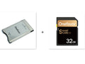 SD to PCMCIA adapter card for Mercedes-Benz with inserted 32GB SDHC card and stainless steel housing