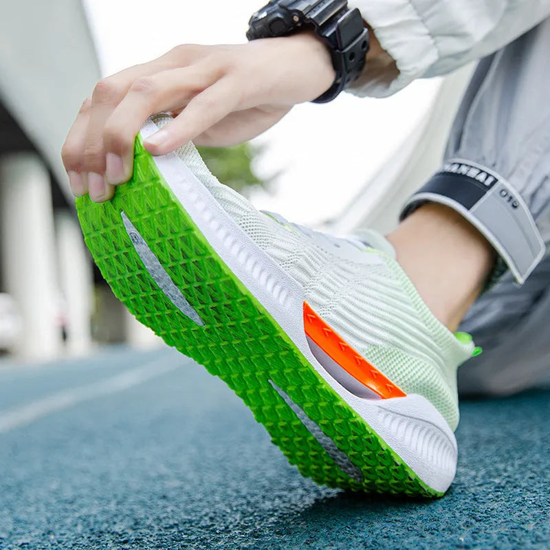 Men's blue casual mesh sports shoes with round toe and injection-moulded soles
