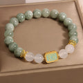 Oil green emerald crystal bracelet with five scriptures on handwoven rope for women