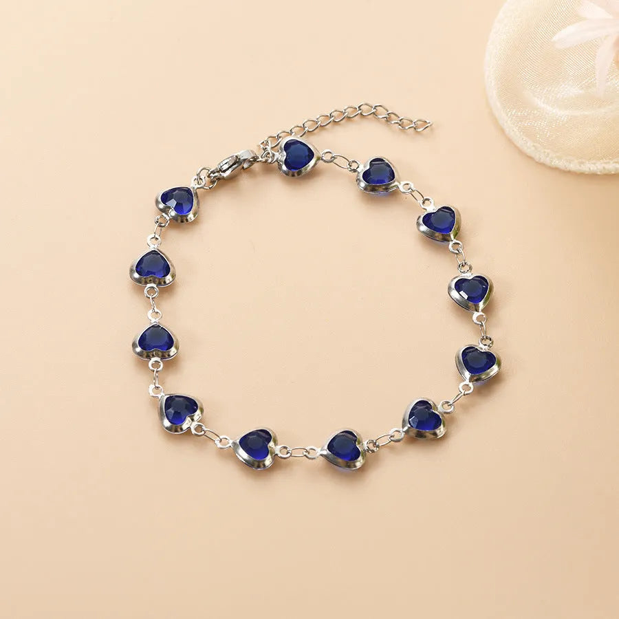 Stainless steel devil's eye geometric heart bracelet with colourful electroplated finish