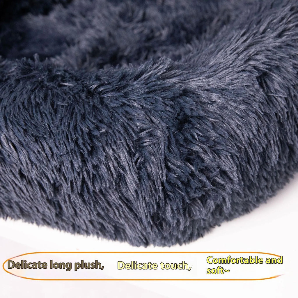 Cloth winter thermal pet mat for car seats in beige or dark grey.