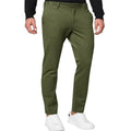 Men's slim-fit tapered chino trousers in stretch cotton blend fabric with pleated front detail
