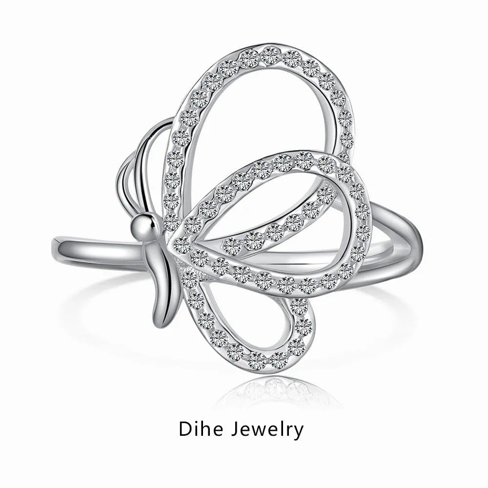 S925 sterling silver ring with zircon inlay geometric quadrilateral shape women jewellery