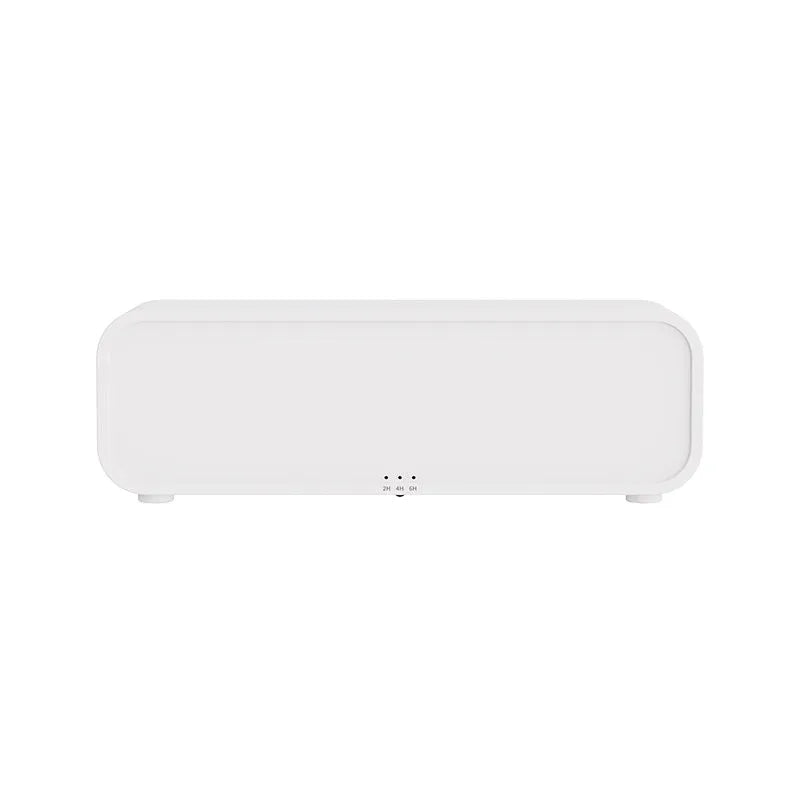 Black and white aroma diffuser with remote control, USB port, flame effect and colour-changing lights