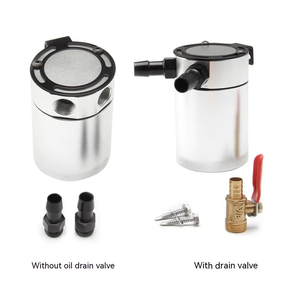 Aluminium automotive oil pot in black or silver with two-hole breathable design