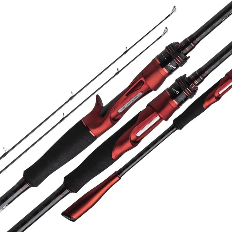 Carbon ultralight fishing rod showing straight handle and pikestaff handle options, lengths 2.1m and 2.4m.