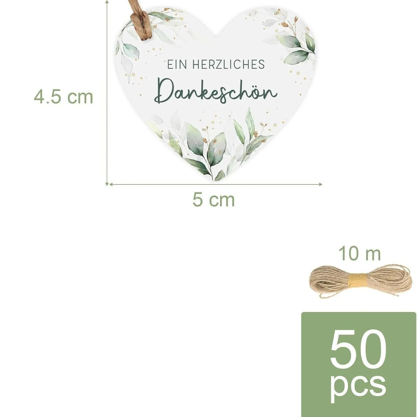 50 flower and heart-shaped paper gift tags in two colour style options, laid out flat.