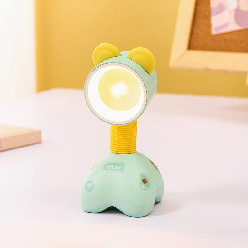 DIY cartoon magnetic small night lamp showing adjustable lighting angle and bear design
