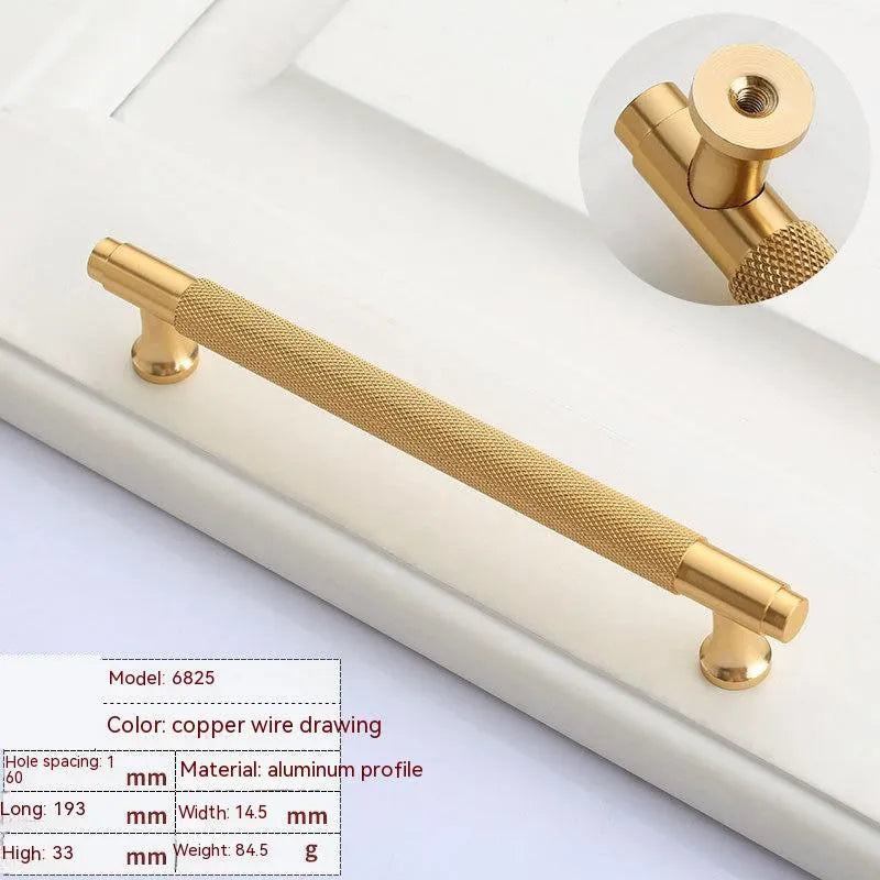 Brushed brass aluminium alloy wardrobe handle with modern European profile