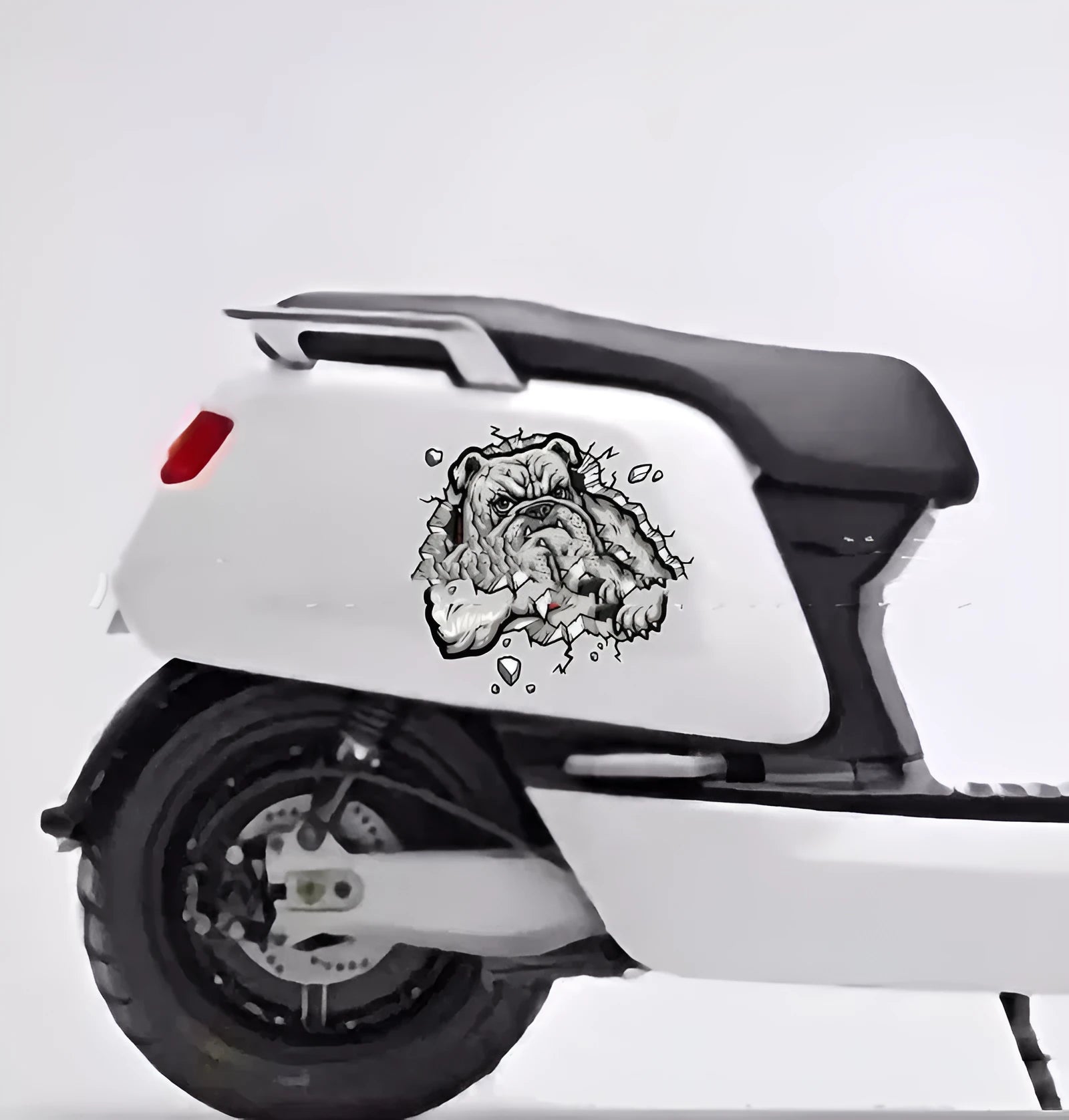 Grey dog pattern motorcycle decorative sticker measuring 17cm by 17cm