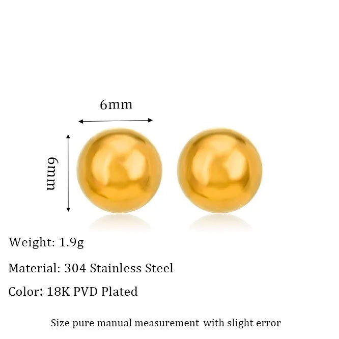 Stainless steel ball stud earrings in gold and silver colours with geometric round design