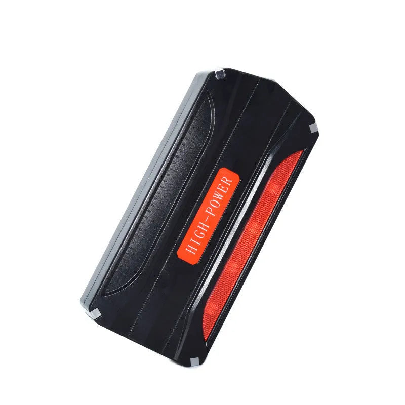Black red vehicle emergency starting power supply measuring 178x80x30mm with 7800mAh capacity