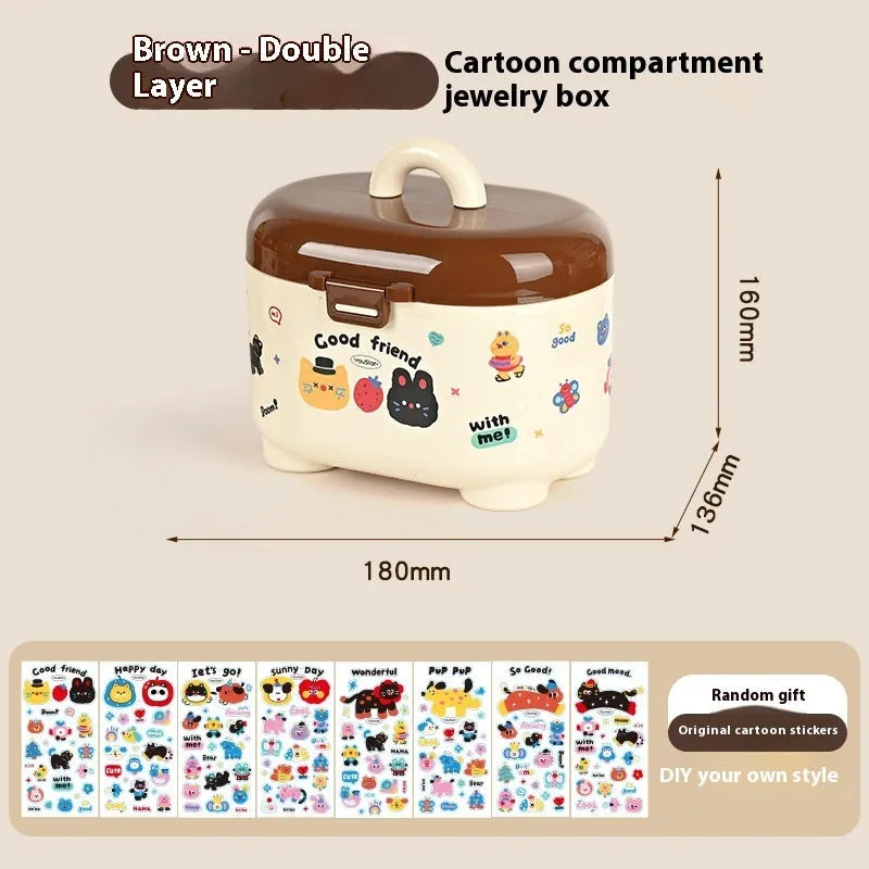 Cartoon design plastic desktop organiser with 2L capacity storage box and grid pattern for stationery organisation