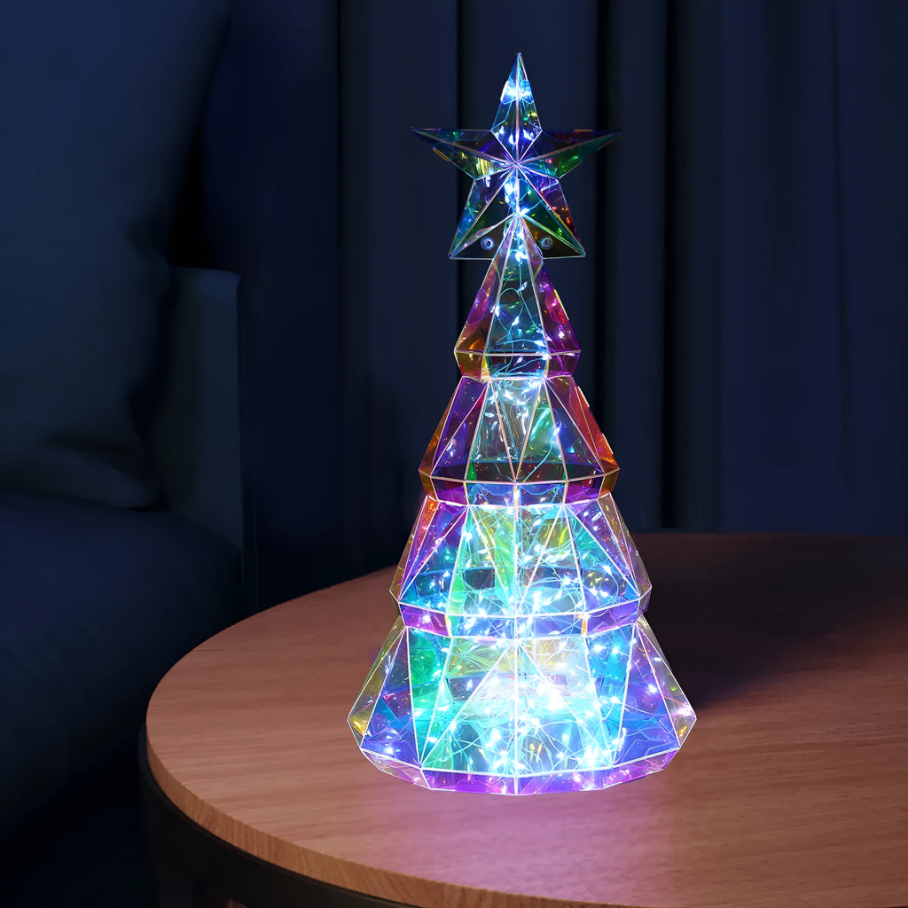 Colourful Christmas tree luminous decoration with cartoon styling measuring 20cm high