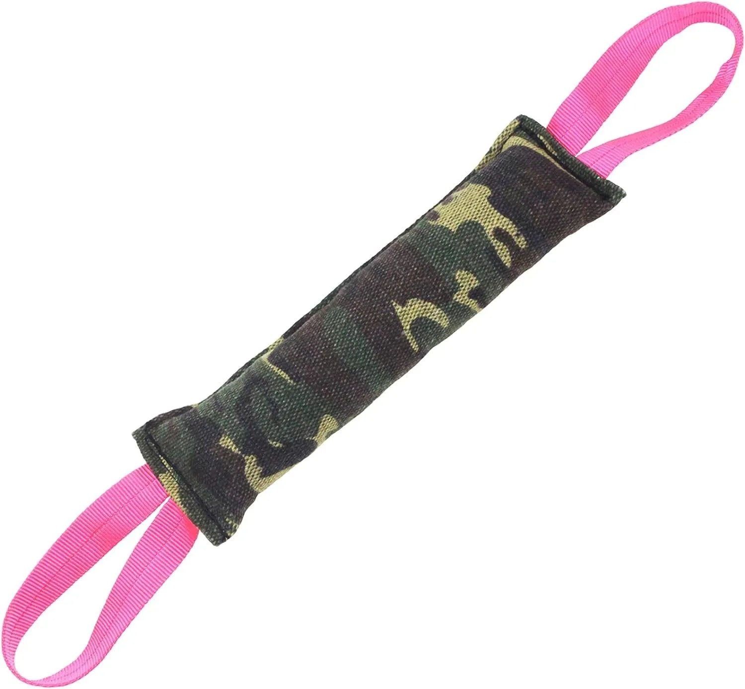 Jute dog tug toy with two handles, 30cm long, in beige colour for interactive play