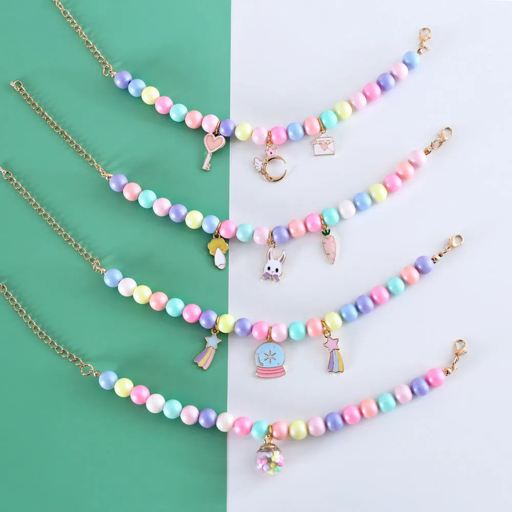 Colourful resin pet collar and bracelet set in macaron colours with pearl and dream moon decorations
