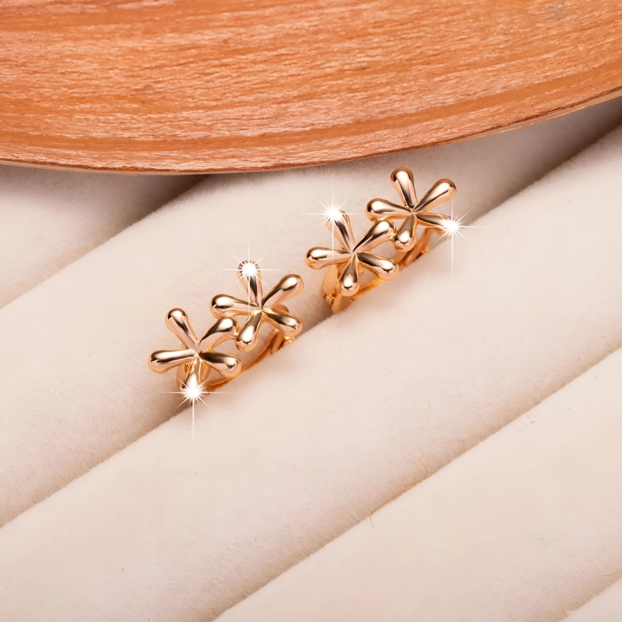 Circular rose gold electroplated waterdrop flower earrings for women
