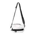 Men's nylon messenger bag with crossbody strap in street trend style showing sewing thread detailing