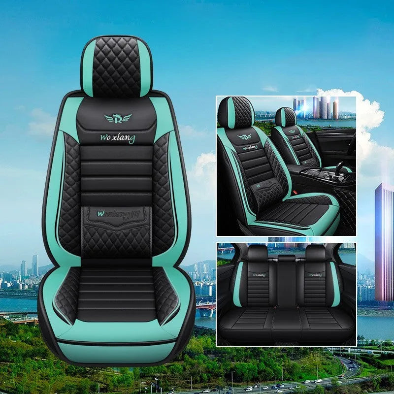 Leather car seat cushion with high elastic sponge filler in universal 65x55cm size