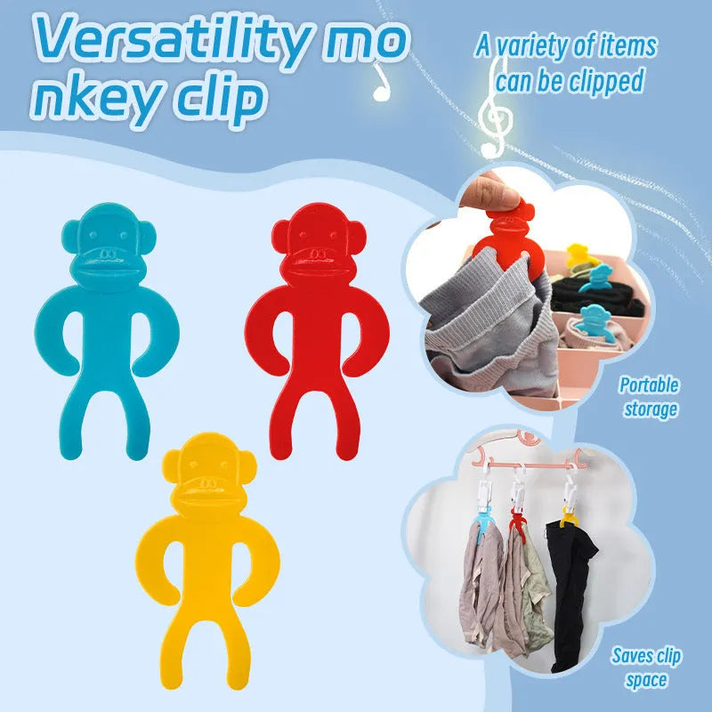 Plastic sock clips for washing machines in blue, red, and yellow colours