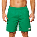 Men's quick-drying nylon sports shorts in green, shown with straight leg and elastic waist.