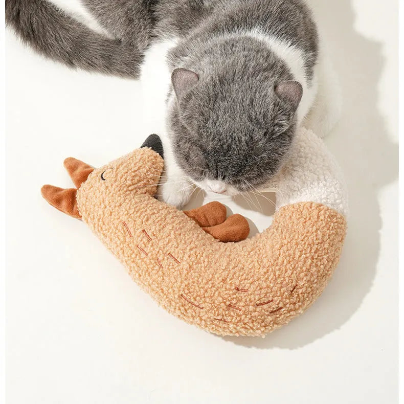 Cartoon fox and duckling dog chew toys in teddy velvet with crinkle sound elements