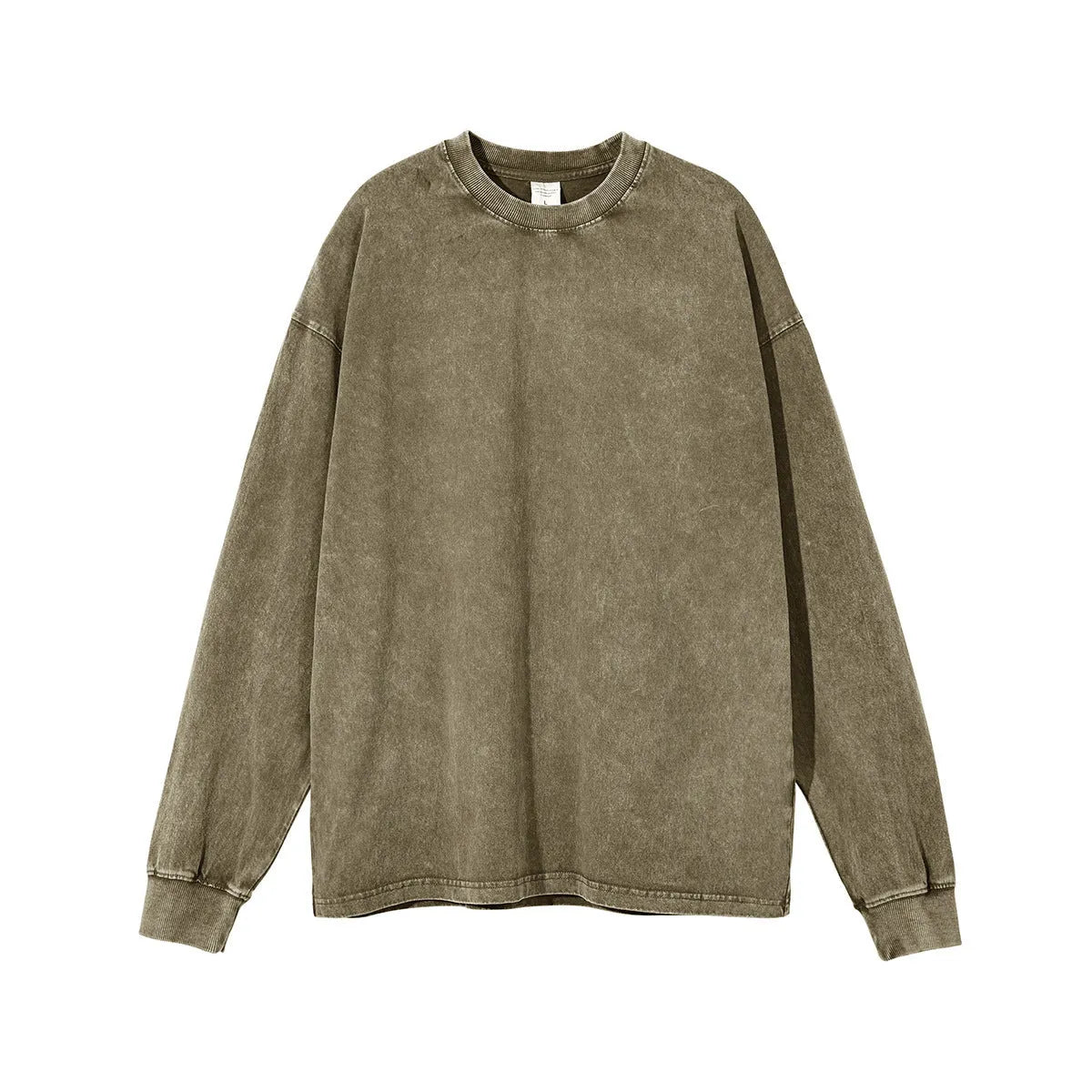 Men's vintage-style cotton pullover with long sleeves and batik colour pattern in loose fit